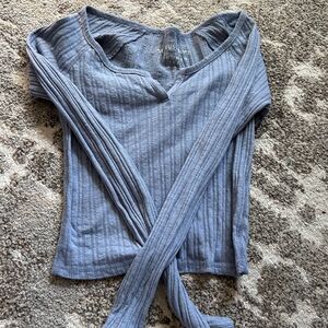 Fossil Blue Ribbed Knit Top